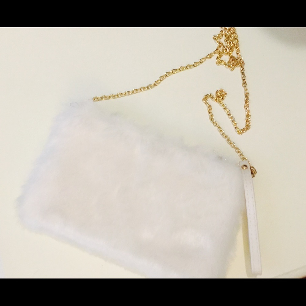 White furry cross body bag
